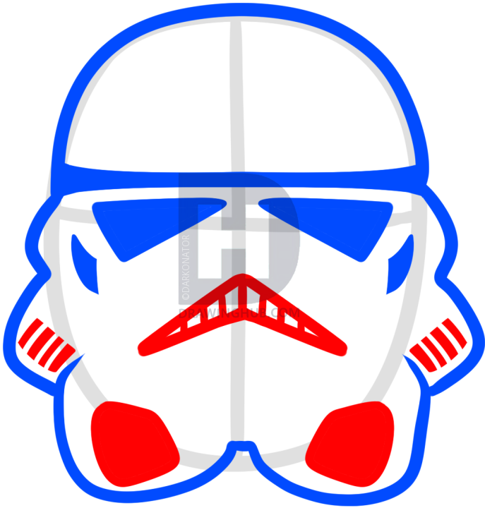 687x720 How To Draw A Stormtrooper Easy, Step - Stormtrooper Drawing Helmet