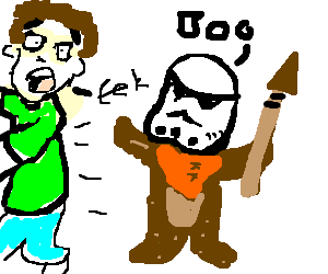 300x250 Man Is Afraid Of Ewok With A Stormtrooper Head Drawing - Stormtrooper Head Drawing