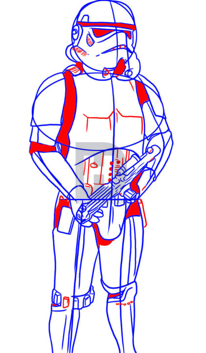 421x720 How To Draw A Stormtrooper, Step - Stormtrooper Line Drawing