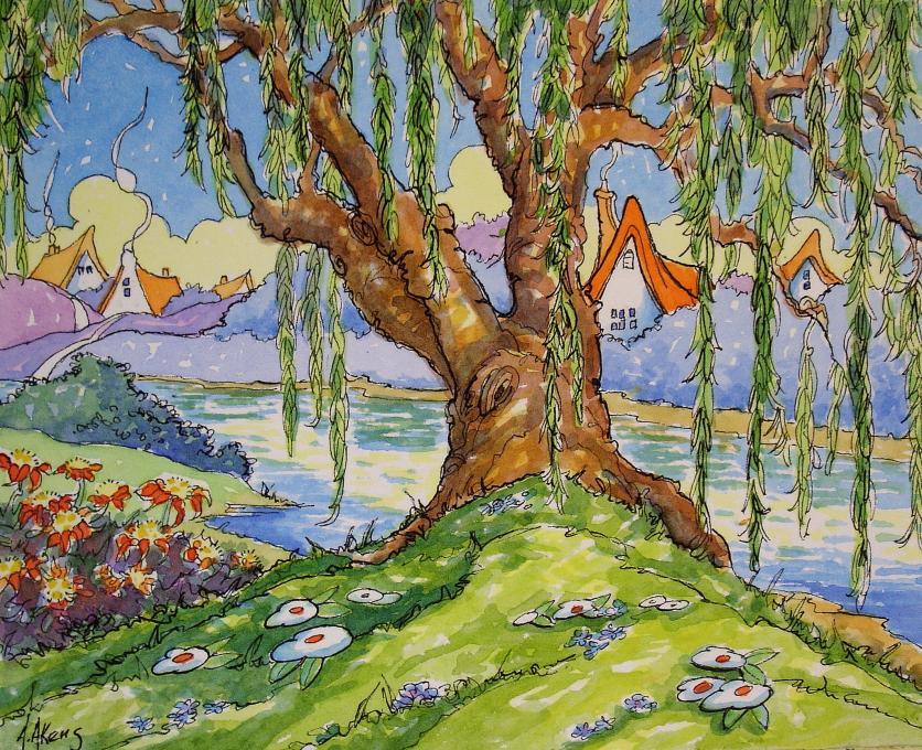 836x680 This Side Of The River Storybook Nature Drawings Pictures - Story Book Drawing