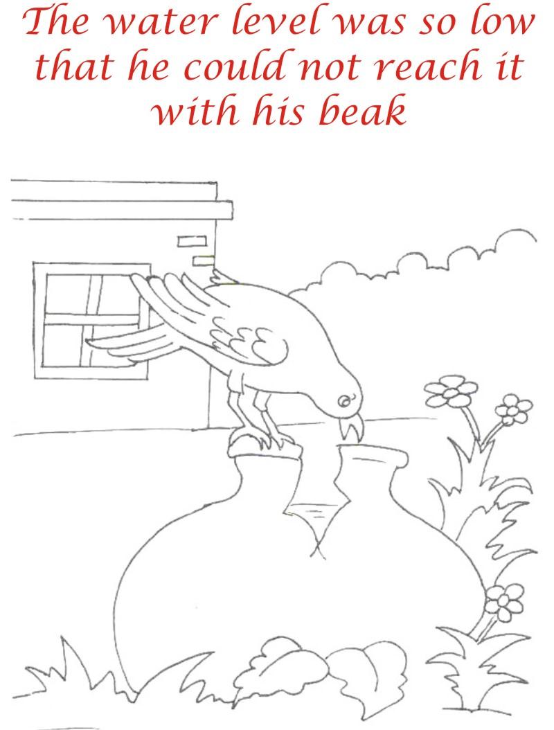 800x1054 Thirsty Crow Story Coloring - Story Drawing