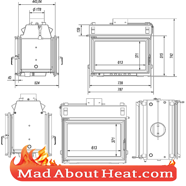600x600 kolt fire place insert stove back boiler water heater - Stove Drawing
