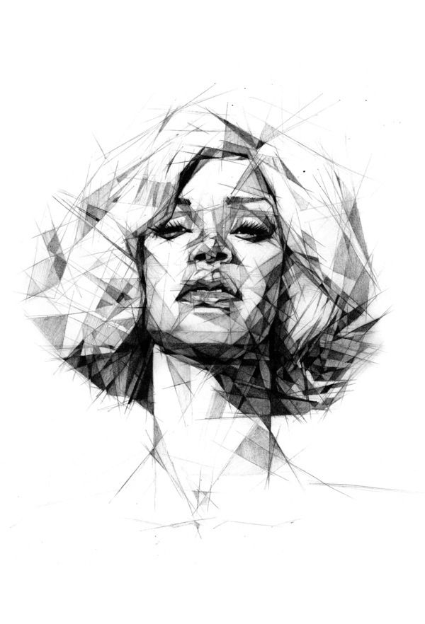 600x882 this image is a drawing of a woman using only straight lines i - Straight Drawing