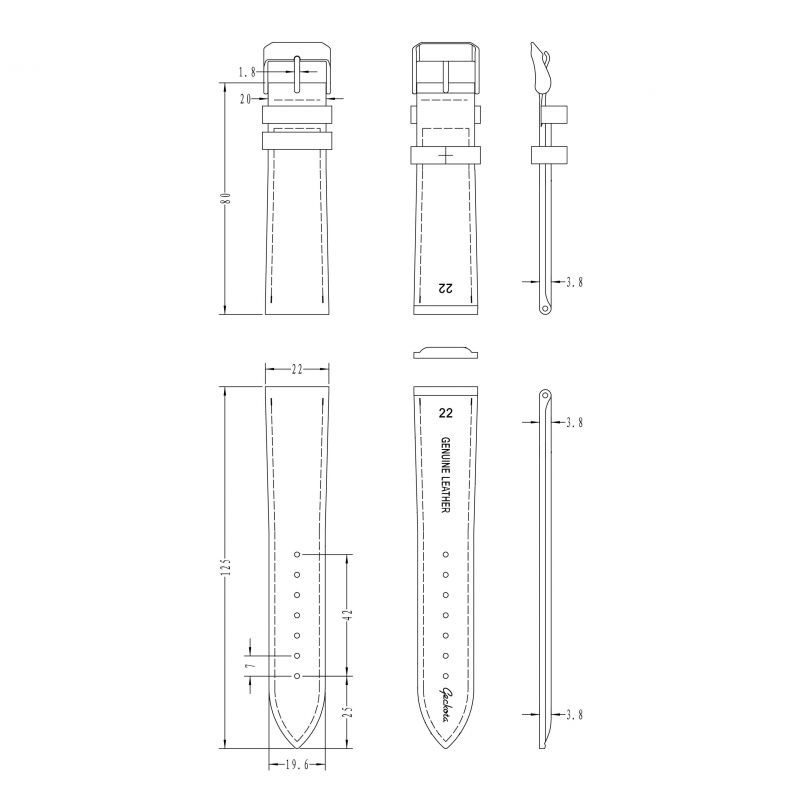 800x800 nylon sport b leather lined watch strap - Strap Drawing