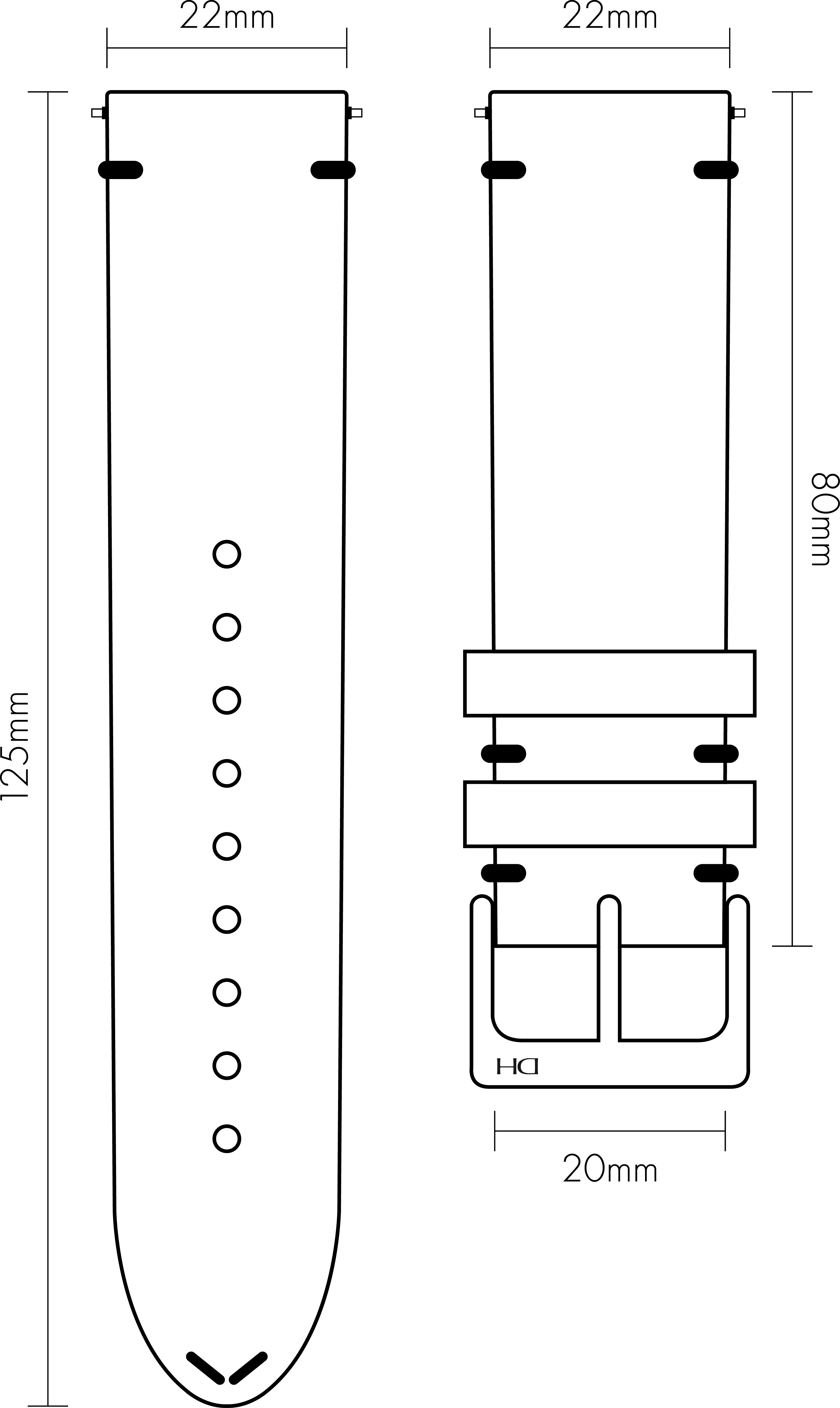 2947x4938 Leather Strap Dan Henry Watches - Strap Drawing