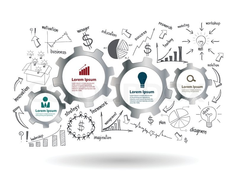 800x617 gears and cogs with drawing business stock vector colourbox - Strategy Drawing