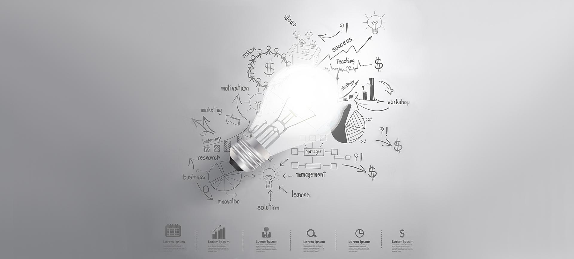 1920x865 stock vector light bulb with drawing business success strategy - Strategy Drawing