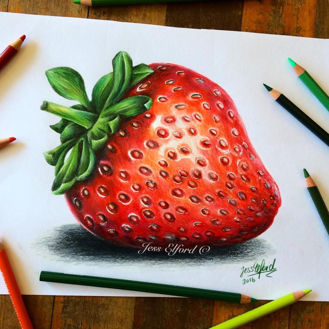 1080x1080 realistic strawberry drawing - Strawberry Drawing