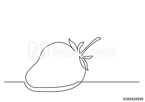 500x354 One Line Drawing Of Isolated Vector Object - Strawberry Line Drawing