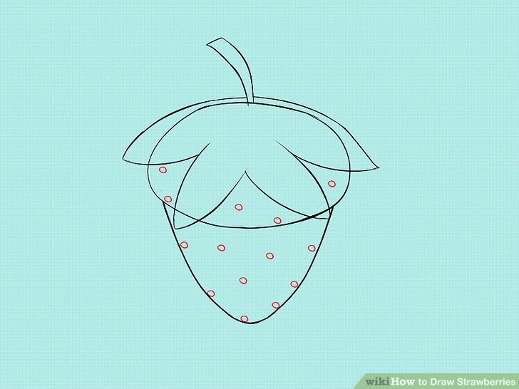 728x546 how to draw strawberries steps - Strawberry Outline Drawing