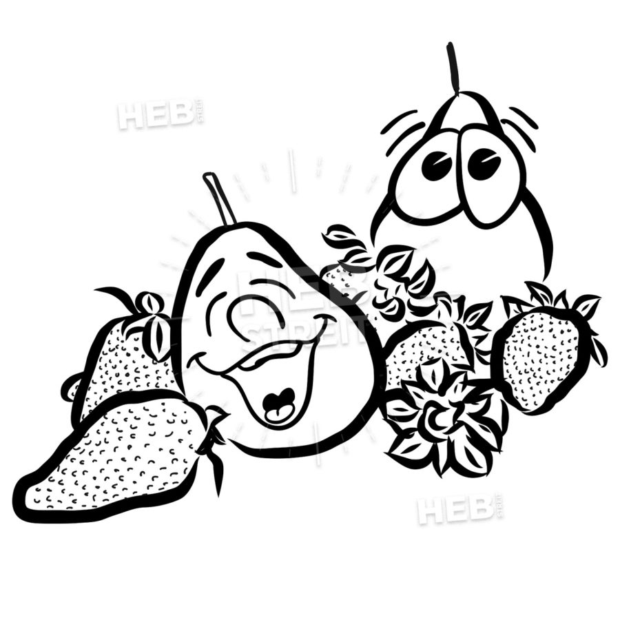 900x900 laughing pears and strawberry fruits hebstreits sketches - Strawberry Outline Drawing