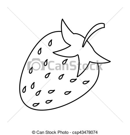 450x470 Strawberry Sweet Vitamin Nature Outline Vector Illustration - Strawberry Outline Drawing