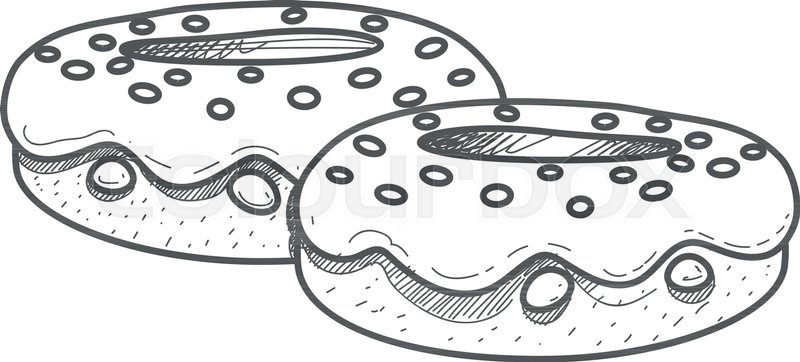 800x362 Two Donuts With Chocolate Fudge And Stock Vector Colourbox - Strawberry Outline Drawing