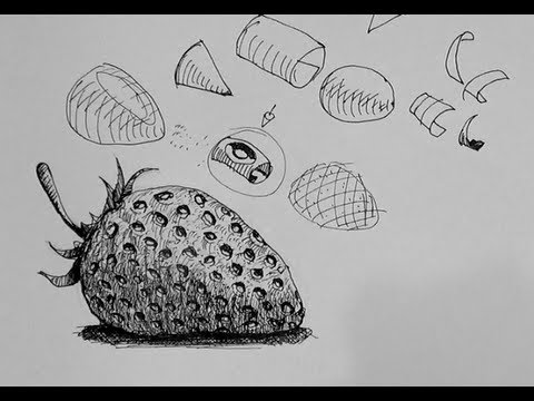 480x360 Pen Ink Drawing Tutorials How To Draw A Strawberry - Strawberry Pencil Drawing
