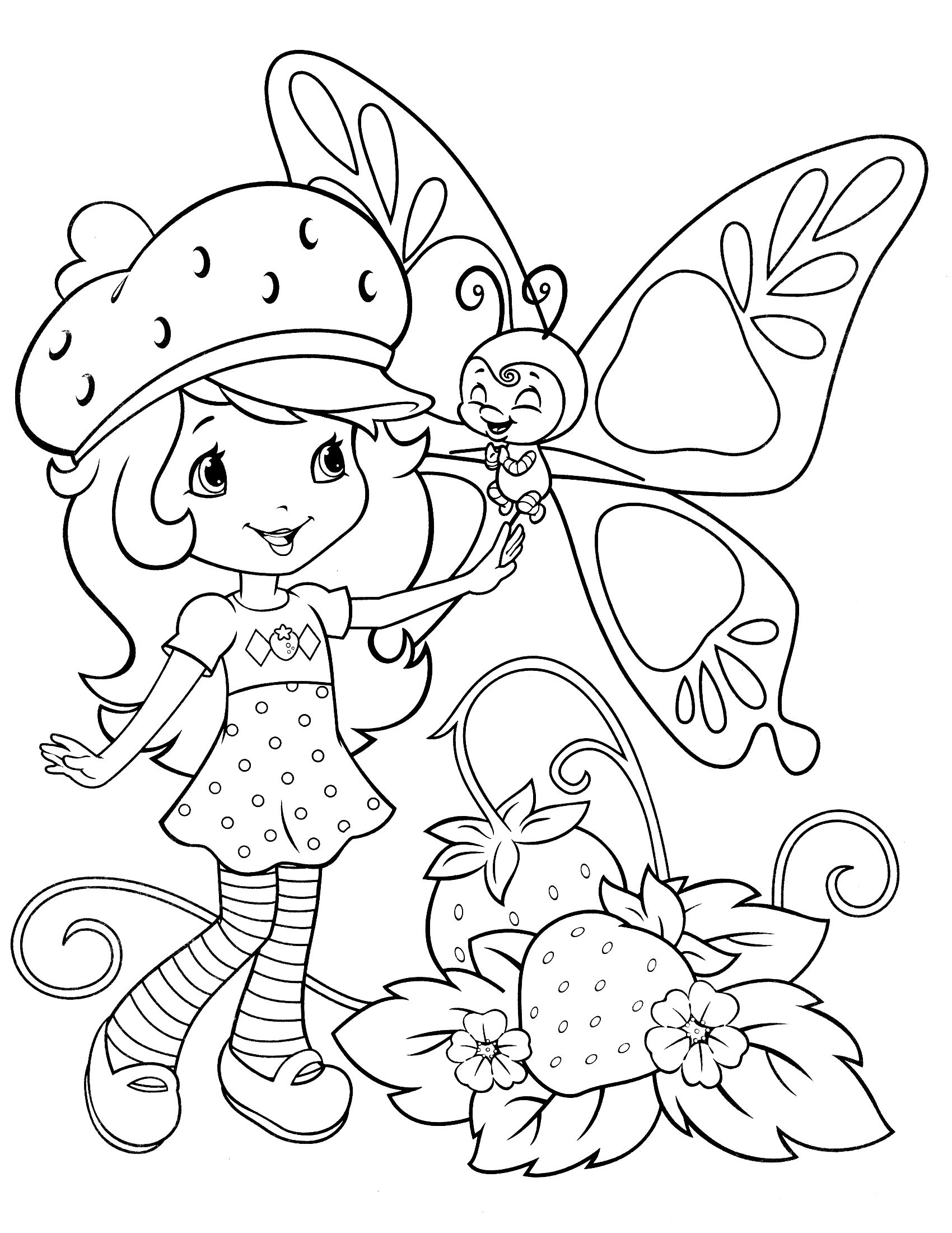 1700x2200 top free printable strawberry shortcake coloring pages - Strawberry Shortcake Drawing
