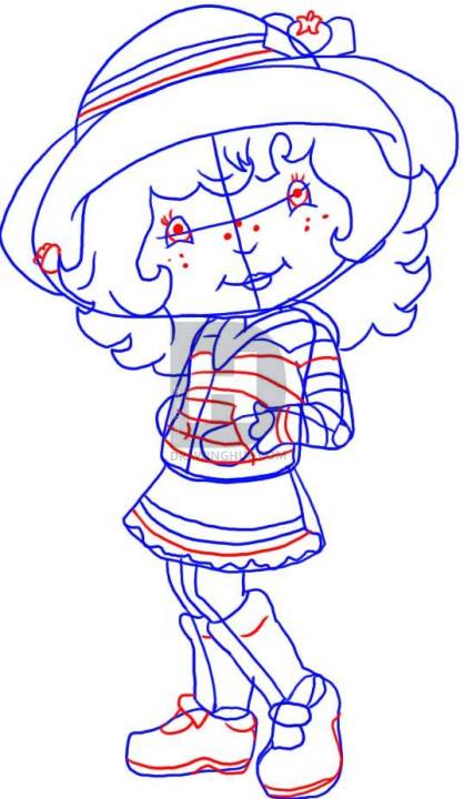 418x720 how to draw strawberry shortcake, step - Strawberry Shortcake Drawing