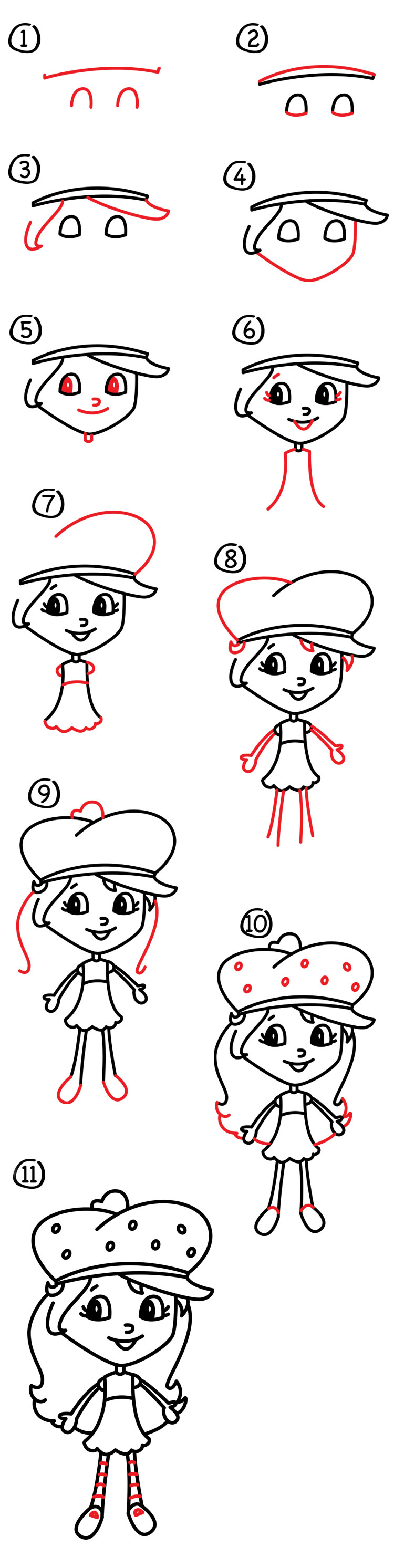 750x2985 how to draw strawberry shortcake - Strawberry Shortcake Drawing