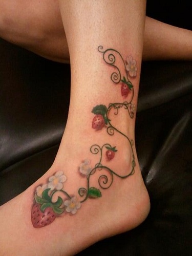 375x500 Top Strawberry Tattoo Images, Designs And Meaning Styles At Life - Strawberry Vine Drawing