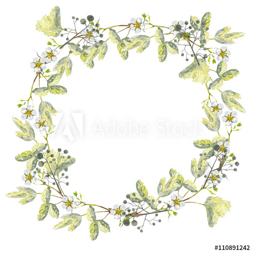 500x500 Strawberry Wreath Watercolor Drawing Made - Strawberry Vine Drawing