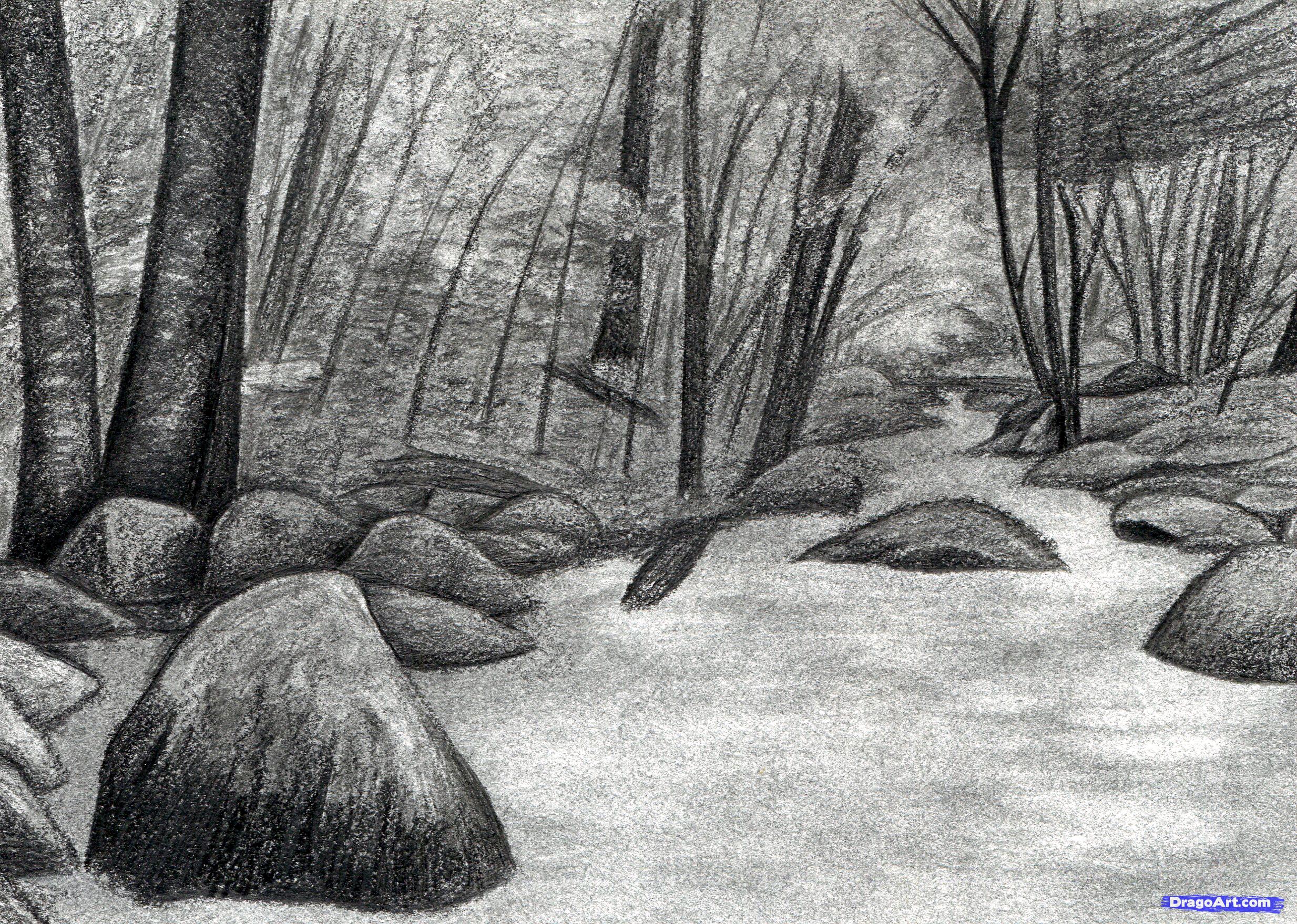 2467x1759 How To Draw A Stream, Step - Stream Drawing