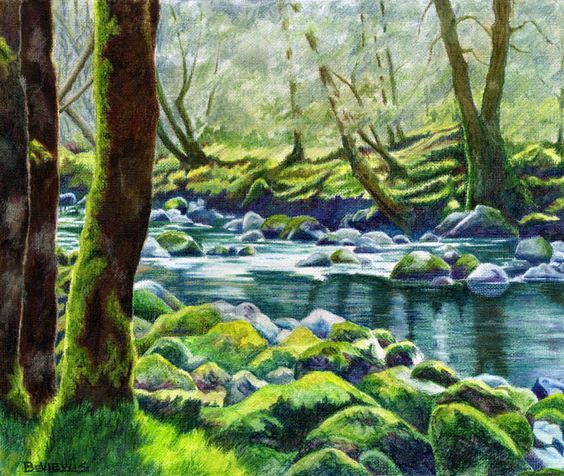 564x476 How To Draw A River Stream Color Pencil - Stream Drawing