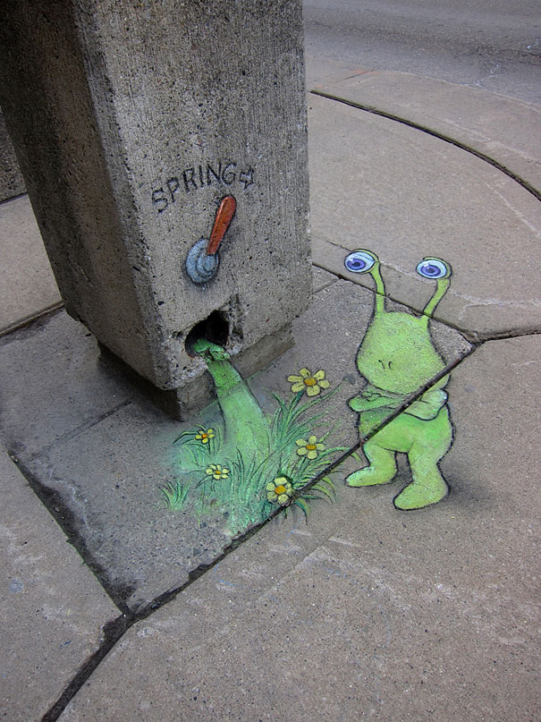 605x807 New Chalk Drawn Adventures Of Sluggo - Street Art Drawings