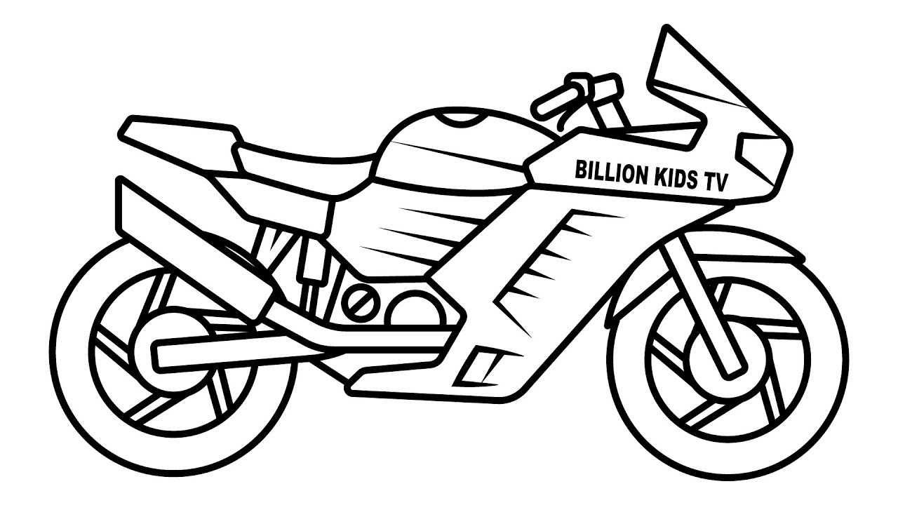 1280x720 Drawing Sport Bike Coloring For Kids - Street Bike Drawing