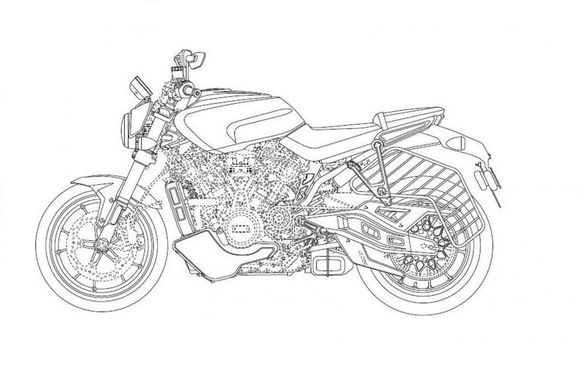 1200x798 harley davidson patent drawings reveal bike design details visordown - Street Bike Drawing