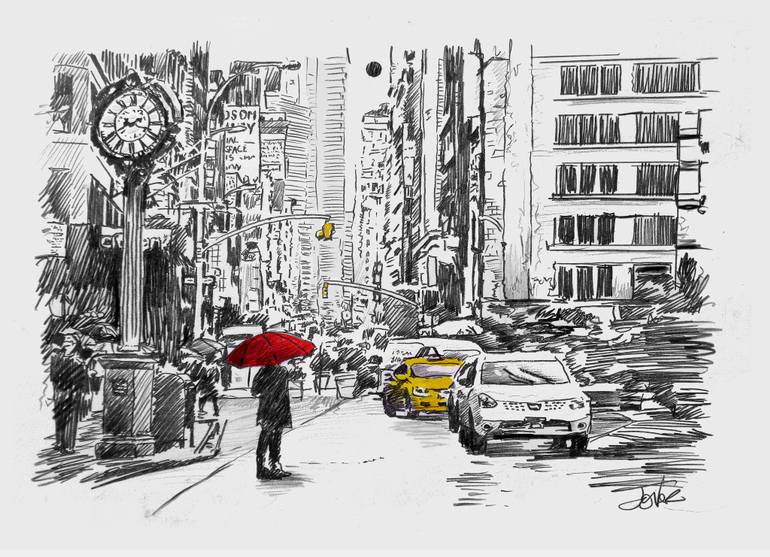 770x557 Mid City Street Study Drawing - Street Drawing
