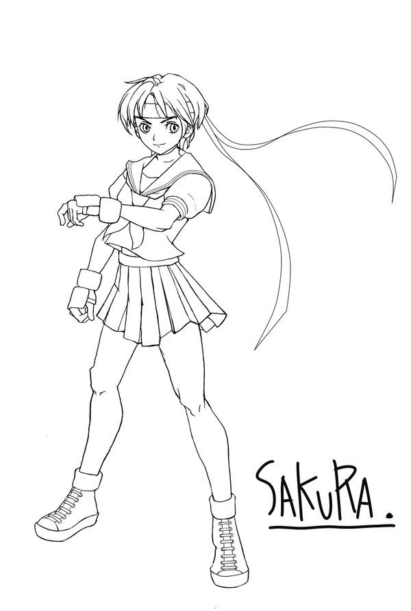 600x891 sakura street fighter drawing - Street Fighter Drawing