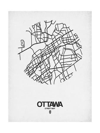 338x450 Ottawa Street Map White Art Print - Street Map Drawing