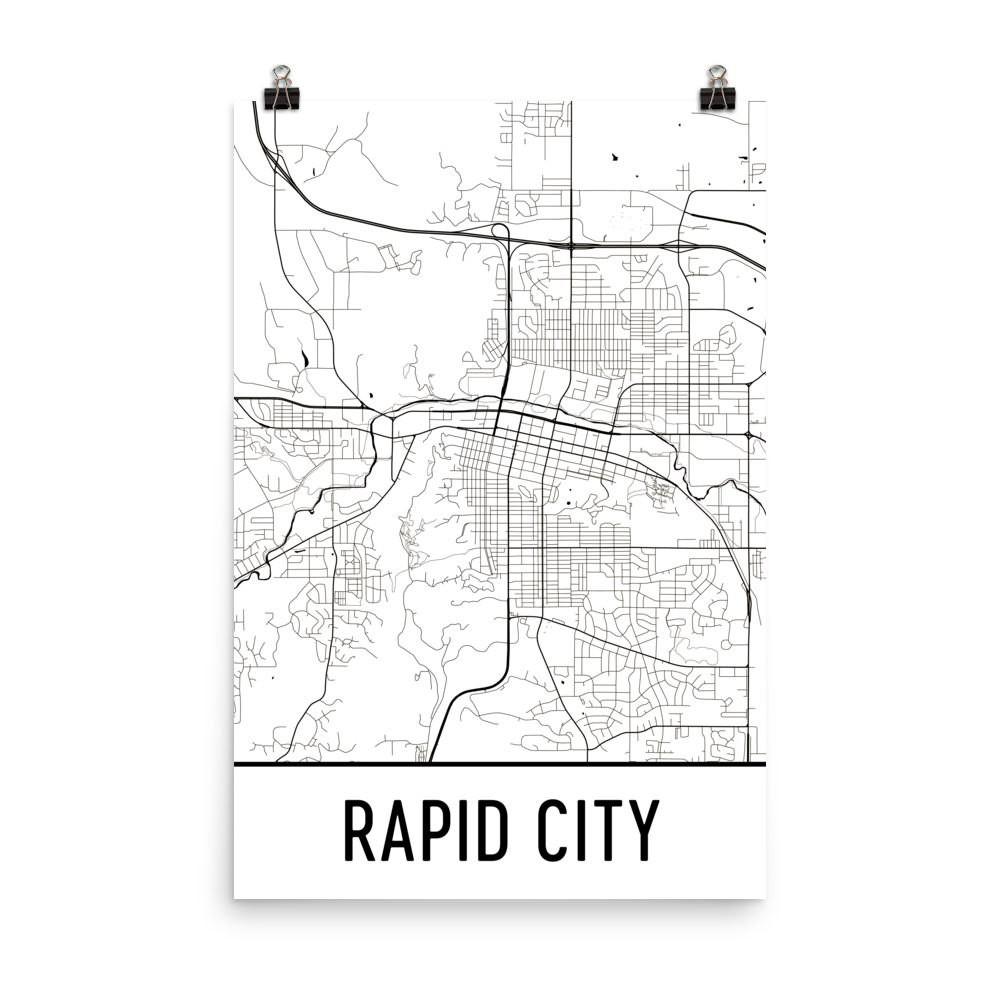 1000x1000 Rapid City Sd Street Map Poster - Street Map Drawing