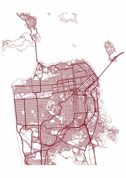 422x596 San Francisco Map Print Street Map Drawing - Street Map Drawing