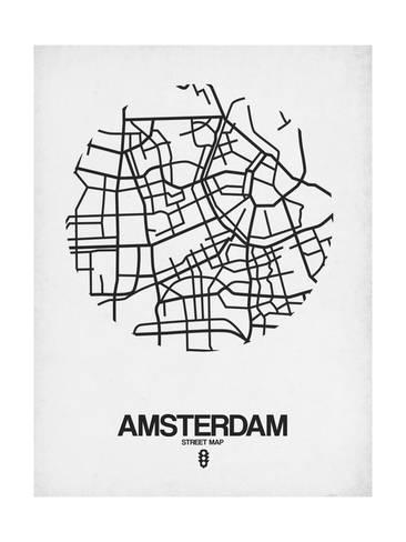 366x488 Amsterdam Street Map White Prints - Street Map Drawing