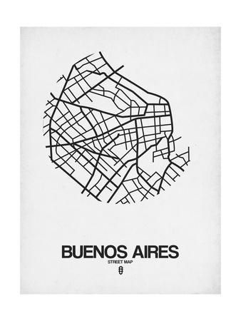 338x450 Buenos Aires Street Map White Art Print - Street Map Drawing