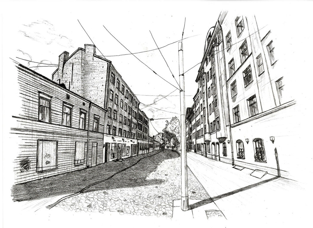Street Perspective Drawing at PaintingValley.com | Explore collection ...