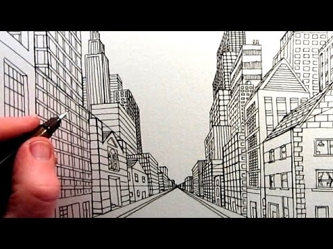 480x360 How To Draw A City Street View In One Point Perspective Tl - Street Perspective Drawing