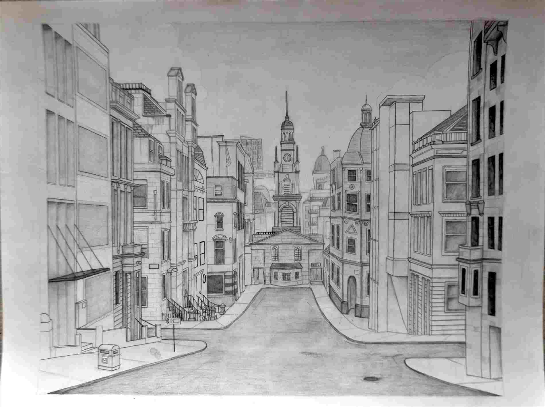1899x1419 Perspective Street Drawing - Street Perspective Drawing