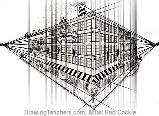 550x403 Point Perspective Drawing Lesson - Street Perspective Drawing