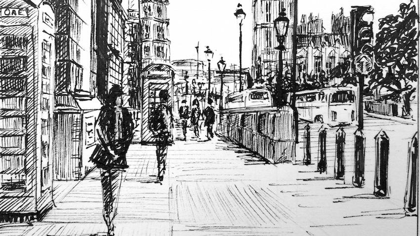 850x478 London Street Scene Arttutor - Street Scene Drawing