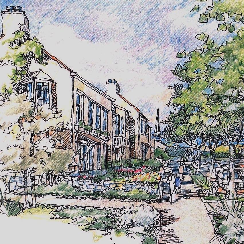 852x852 Street Scene Drawing - Street Scene Drawing