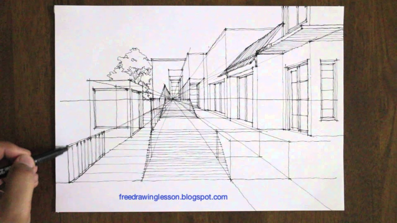 1280x720 Draw A Street Scene In One Point Perspective - Street Scene Drawing