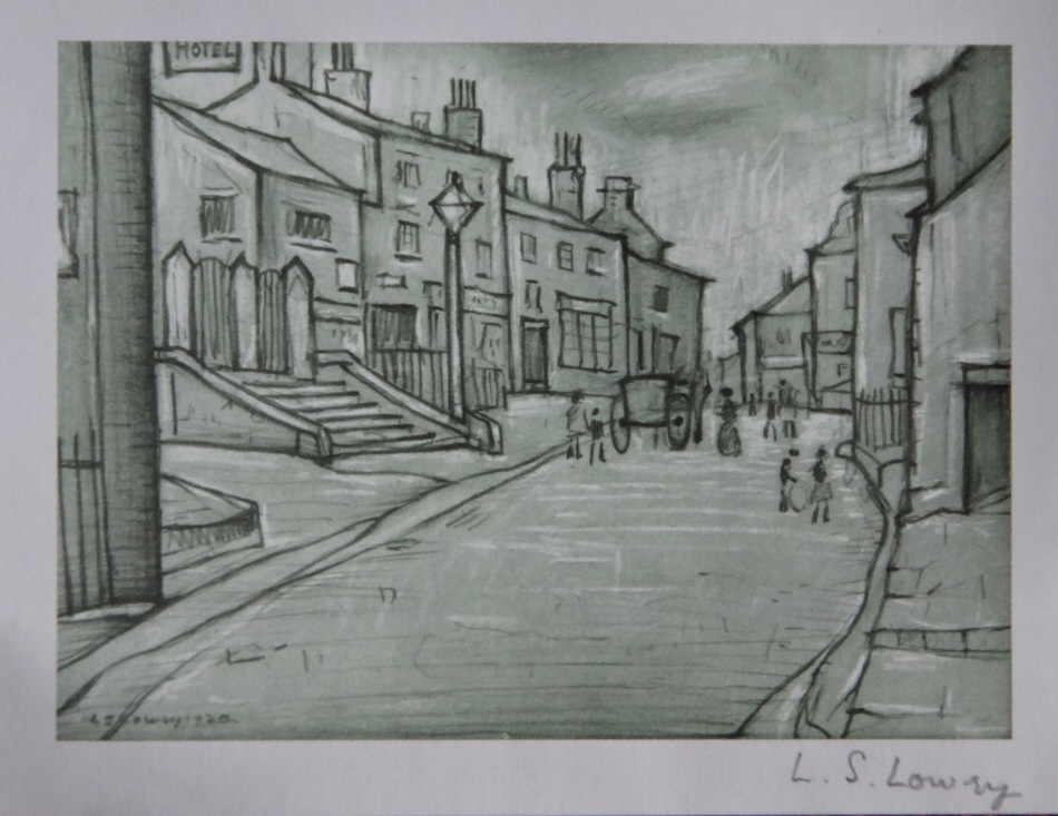 950x733 Lowry, Street Scene, Prints, Signed - Street Scene Drawing