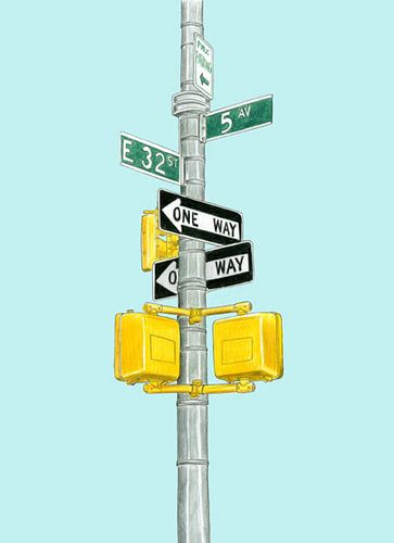 363x500 New York Sign - Street Sign Drawing
