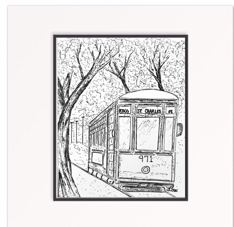 794x771 ink drawing new orleans artwork streetcar artwork louisiana etsy - Streetcar Drawing