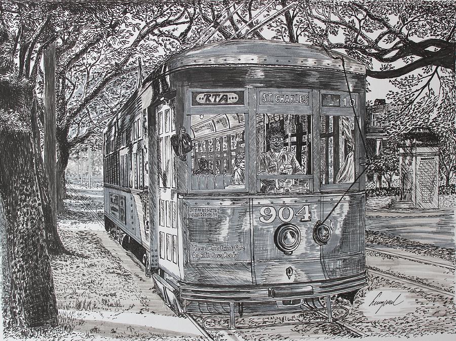900x673 new orleans street car drawing - Streetcar Drawing