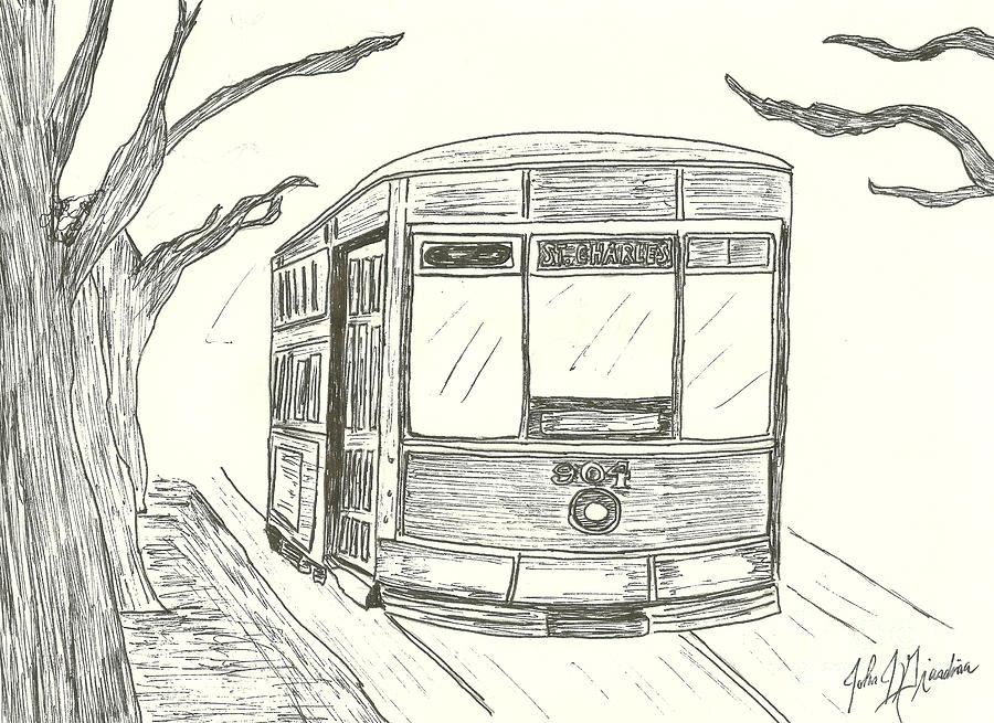 900x655 st charles streetcar drawing - Streetcar Drawing