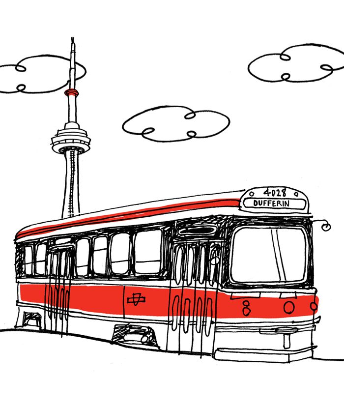 700x830 streetcar and cn tower toronto - Streetcar Drawing