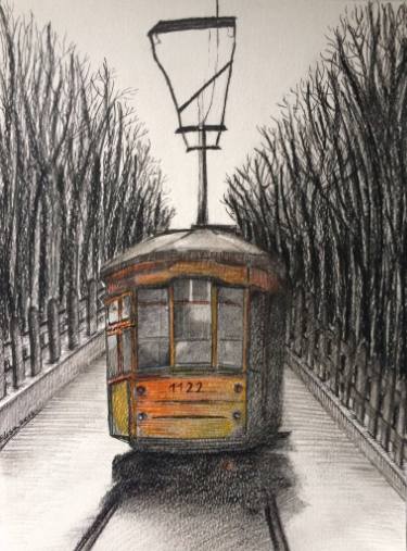 375x507 tram drawing - Streetcar Drawing