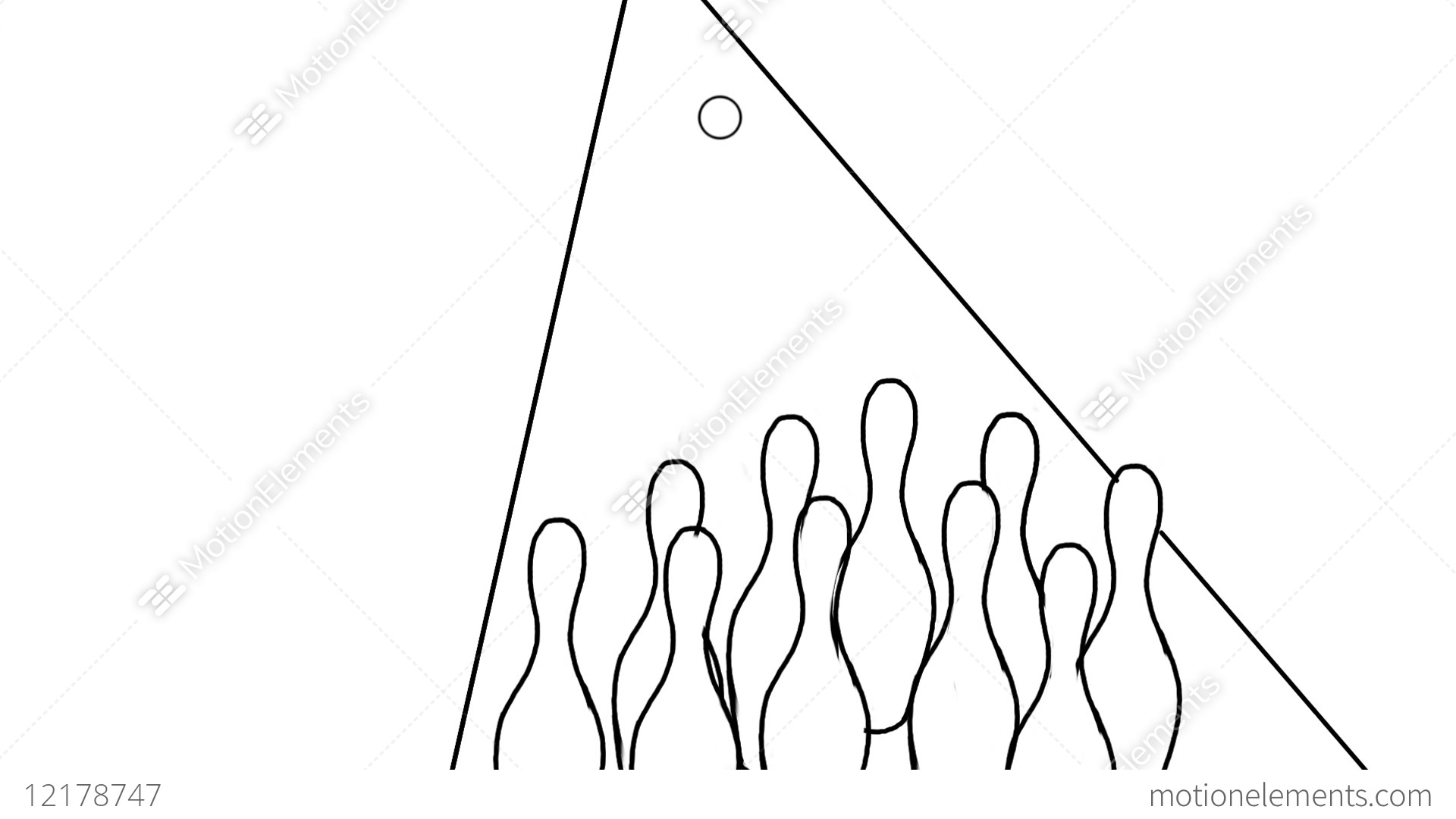 1920x1080 ten pin bowling strike drawing animation stock animation - Strike Drawing